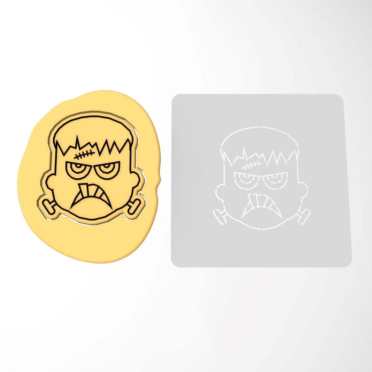 Frankenstein Face Cookie Cutter | Stamp | Stencil #1 Halloween / Fall Cookie Cutter Lady 2 Inch Small Cupcake Stamp Only Yes