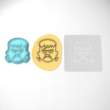 Frankenstein Face Cookie Cutter | Stamp | Stencil #1 Halloween / Fall Cookie Cutter Lady 2 Inch Small Cupcake Cutter + Stamp Yes