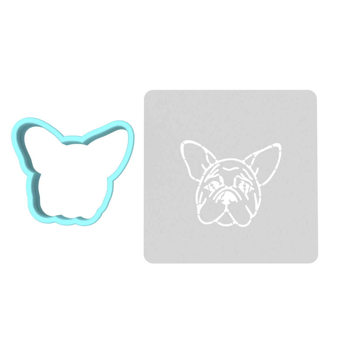 Frenchie Dog Breed Cookie Cutter | Stamp | Stencil #1 Animals & Dinosaurs Cookie Cutter Lady MINI - 2 Inches (5cm) **BUNDLE** Cutter + Stencil 