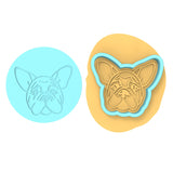 Frenchie Dog Breed Cookie Cutter | Stamp | Stencil #1 Animals & Dinosaurs Cookie Cutter Lady MINI - 2 Inches (5cm) **BUNDLE** Cutter + Debosser 