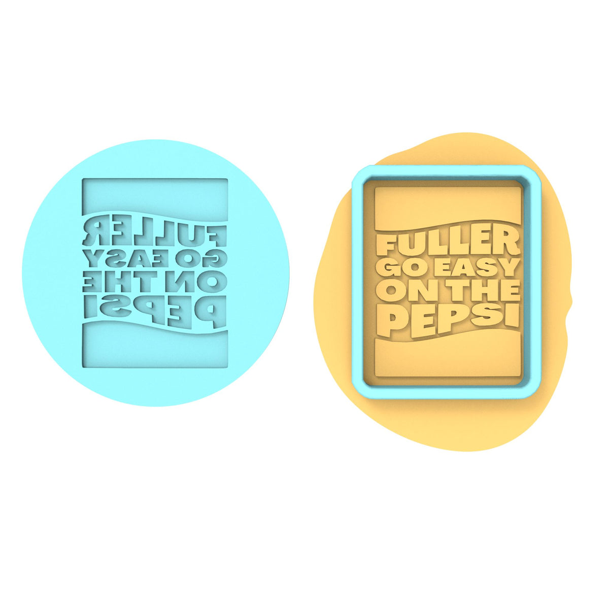 Fuller Go Easy on the Pepsi Cookie Cutter | Stamp | Stencil Xmas / Winter / NYE Cookie Cutter Lady TEENY - 1 Inch (2.5cm) **BUNDLE** Cutter + Debosser 