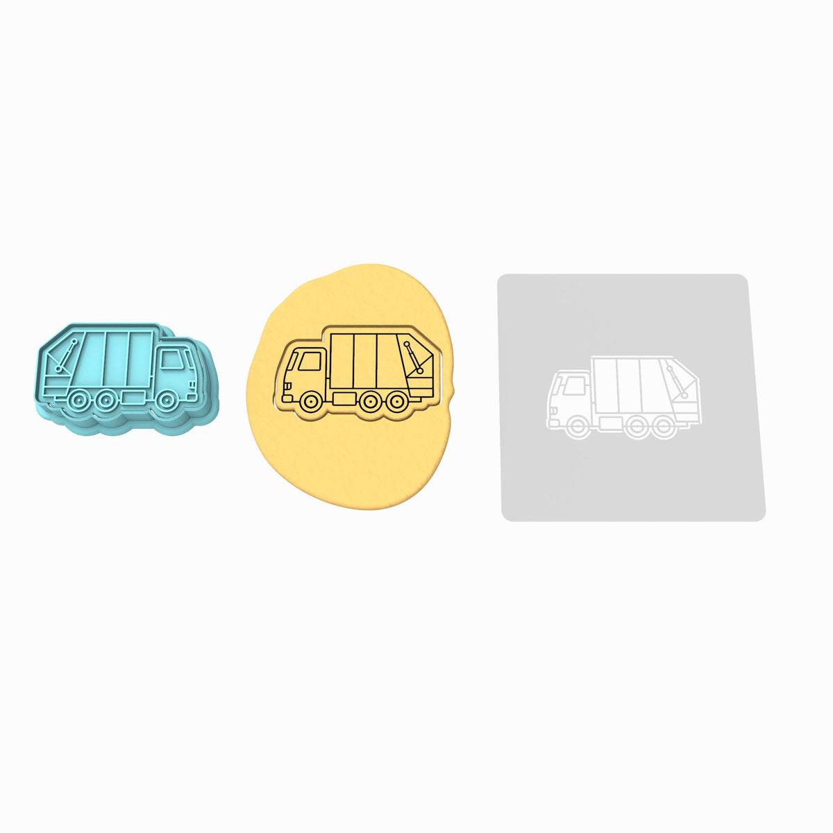 Garbage Truck Cookie Cutter | Stamp | Stencil #1