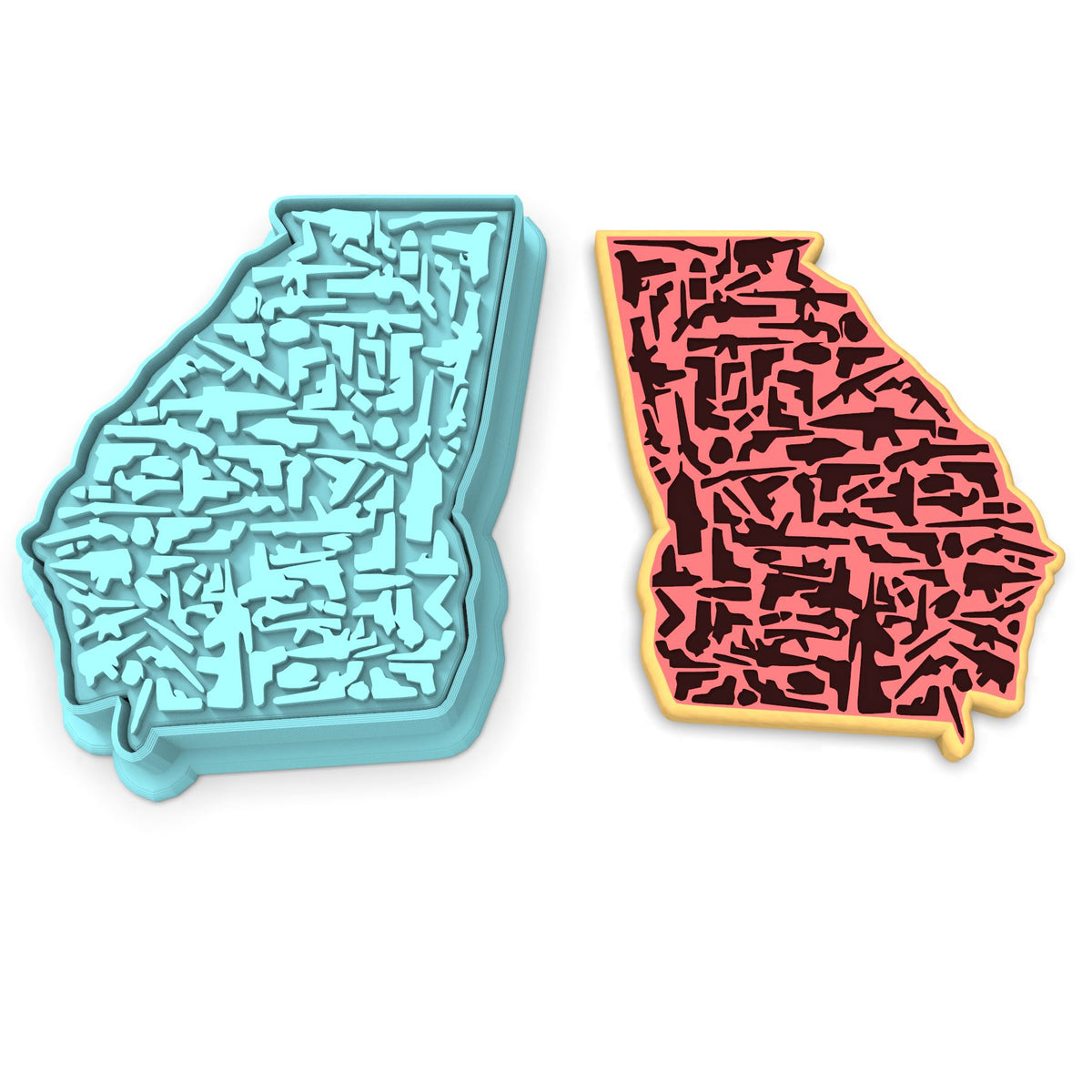Georgia Guns Cookie Cutter | Stamp | Stencil #1 Boys/ Army / Outdoorsman Cookie Cutter Lady 2 Inch Small Cupcake Cutter + Stamp No