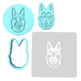 German Shepherd Cookie Cutter | Stamp | Stencil #1 Animals & Dinosaurs Cookie Cutter Lady MINI - 2 Inches (5cm) **FULL SET BUNDLE** Cutter + Stamp + Stencil + Debosser **BEST DEAL** 
