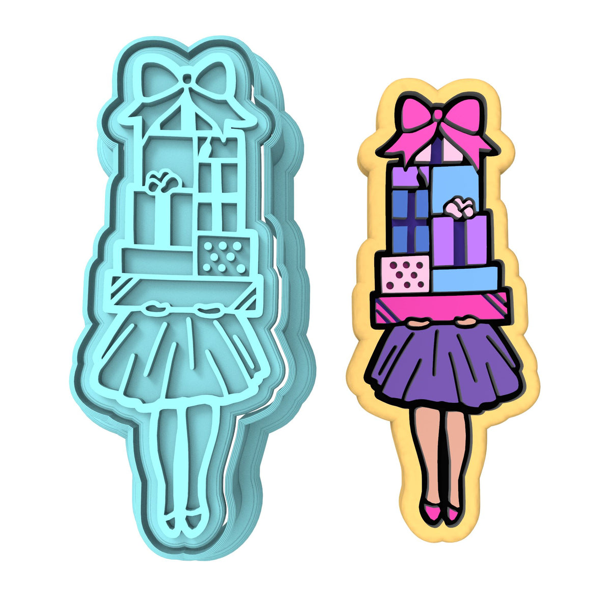 Gift Girl Cookie Cutter | Stamp | Stencil #1