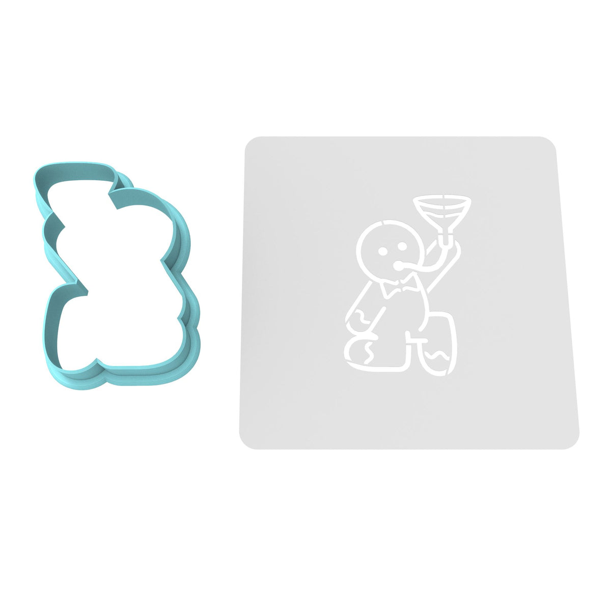 Gingerbread Beer Bong Cookie Cutter | Stamp | Stencil #1 Funny / Adult Cookie Cutter Lady MINI - 2 Inches (5cm) **BUNDLE** Cutter + Stencil 