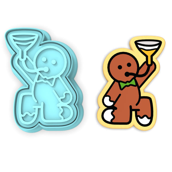 Gingerbread Beer Bong Cookie Cutter | Stamp | Stencil #1