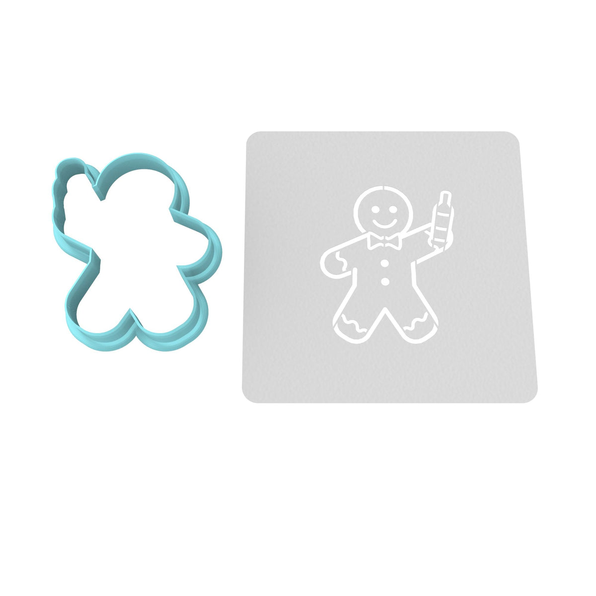 Gingerbread Beer Cookie Cutter | Stamp | Stencil #1 Xmas / Winter / NYE Cookie Cutter Lady MINI - 2 Inches (5cm) **BUNDLE** Cutter + Stencil 
