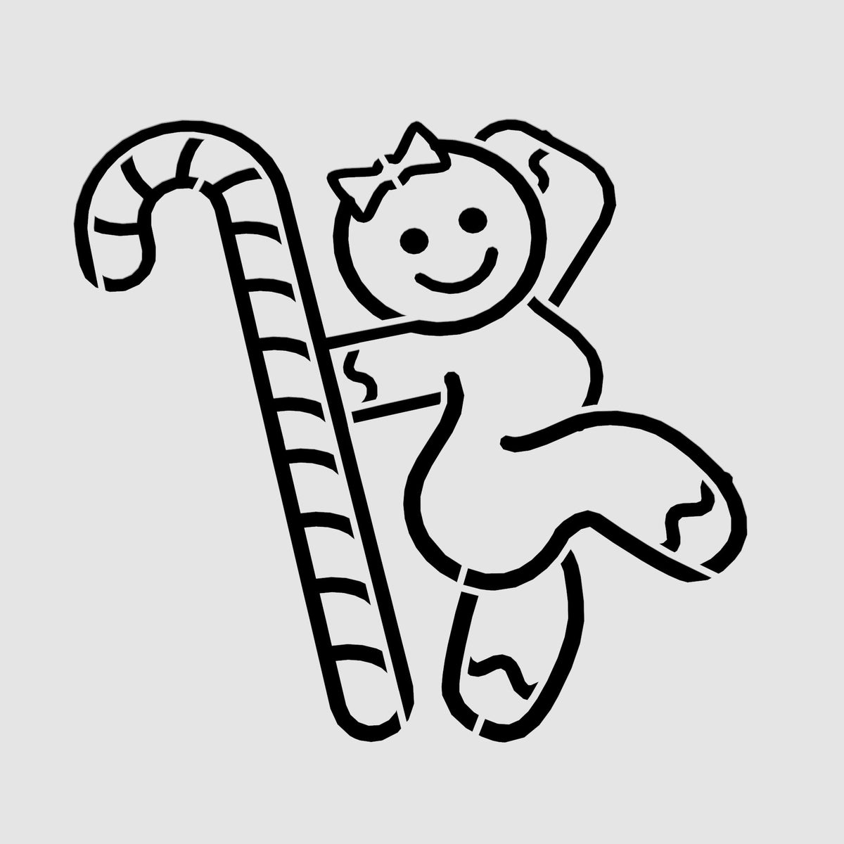 Gingerbread Candy Cane Stripper Cookie Cutter | Stamp | Stencil #1