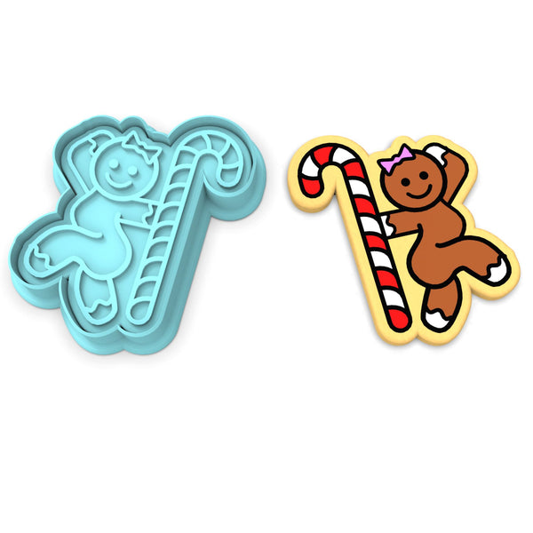 Gingerbread Candy Cane Stripper Cookie Cutter | Stamp | Stencil #1