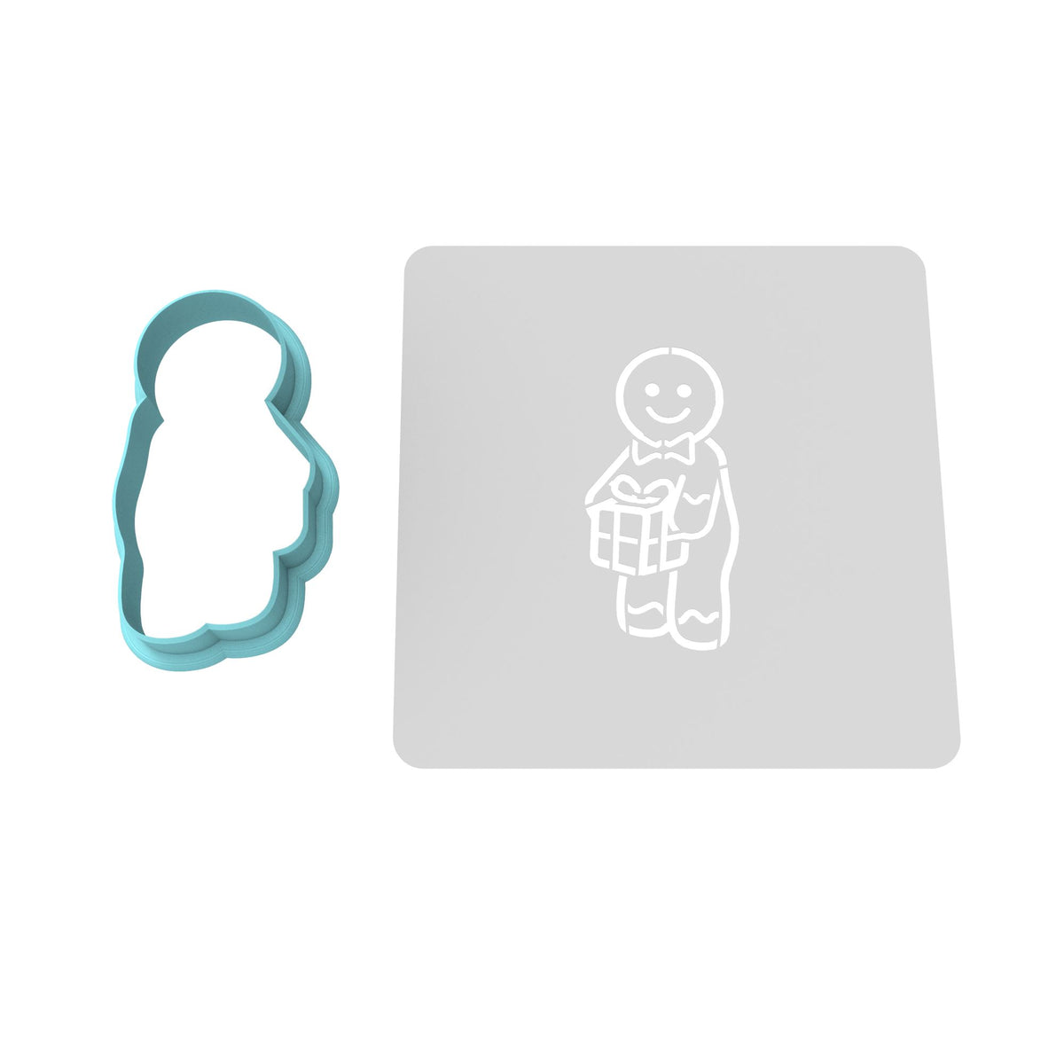 Gingerbread Dick in a Box Cookie Cutter | Stamp | Stencil #1 Xmas / Winter / NYE Cookie Cutter Lady MINI - 2 Inches (5cm) **BUNDLE** Cutter + Stencil 