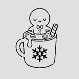 Gingerbread Hot Coco Tub Cookie Cutter | Stamp | Stencil #1