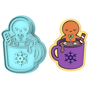 Gingerbread Hot Coco Tub Cookie Cutter | Stamp | Stencil #1