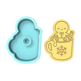 Gingerbread Hot Coco Tub Cookie Cutter | Stamp | Stencil #1