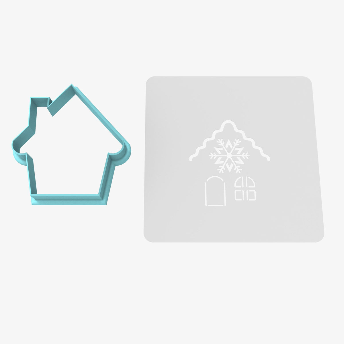 Gingerbread House Cheers Cookie Cutter | Stamp | Stencil #2 Xmas / Winter / NYE Cookie Cutter Lady MINI - 2 Inches (5cm) **BUNDLE** Cutter + Stencil 