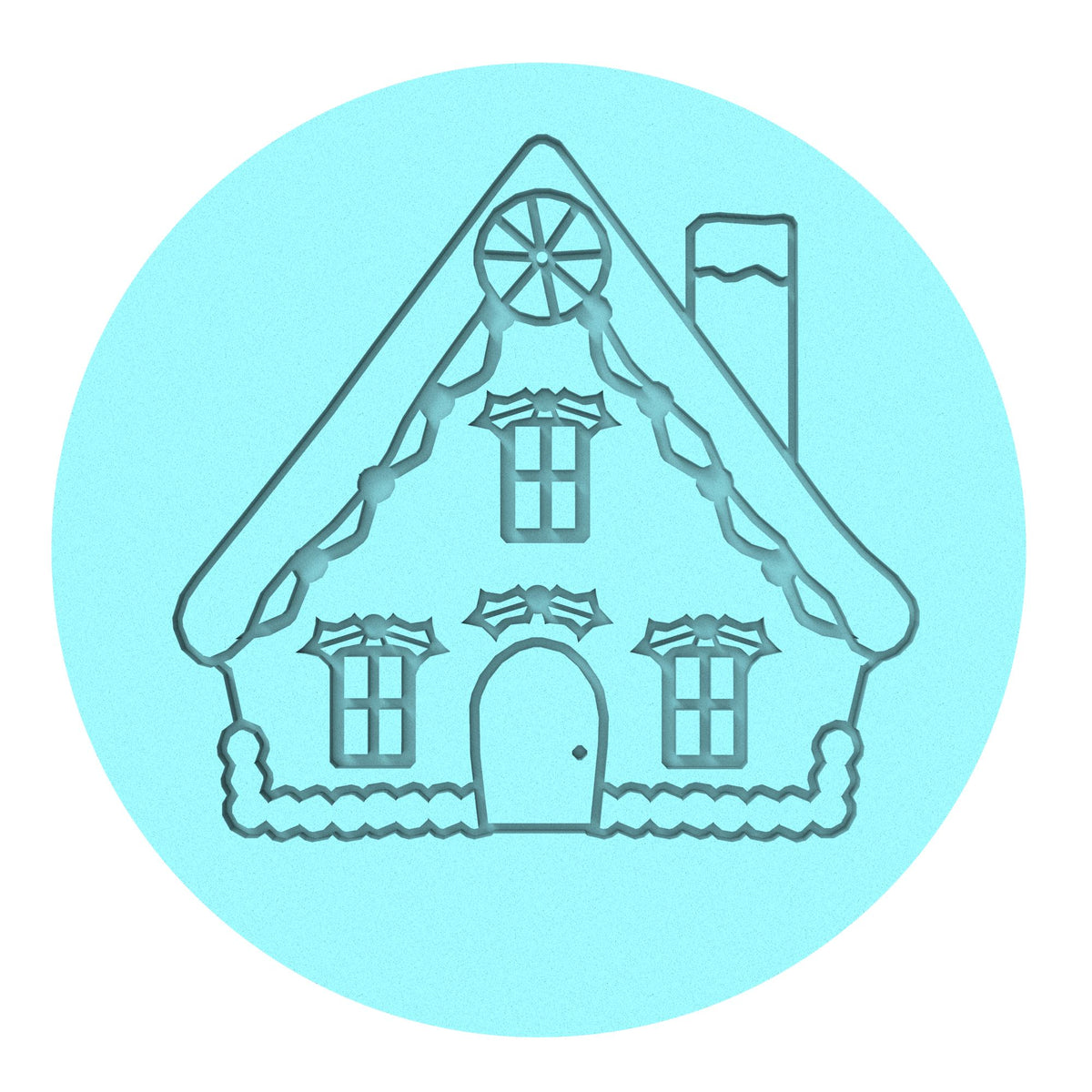 Gingerbread House Cookie Cutter + Imprint Xmas / Winter / NYE Cookie Cutter Lady MINI - 2 Inches (5cm) Debosser ONLY 