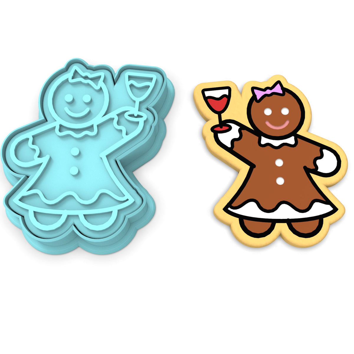 Gingerbread Lady Cheers Cookie Cutter | Stamp | Stencil #1