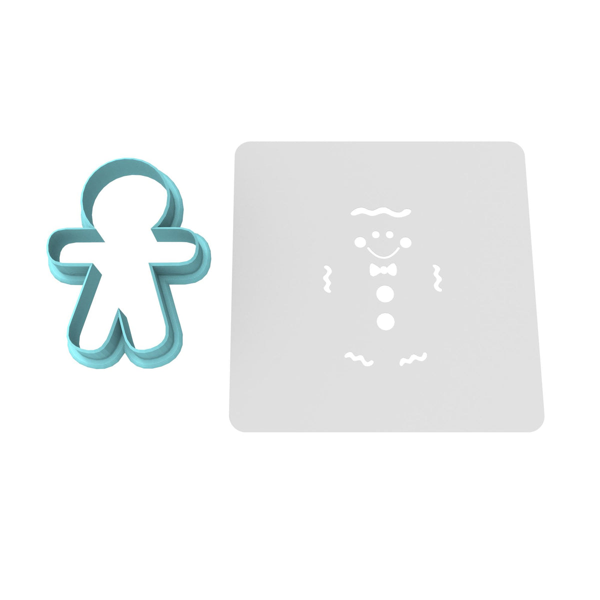 Gingerbread Man Cookie Cutter | Stamp | Stencil #2 Xmas / Winter / NYE Cookie Cutter Lady MINI - 2 Inches (5cm) **BUNDLE** Cutter + Stencil 
