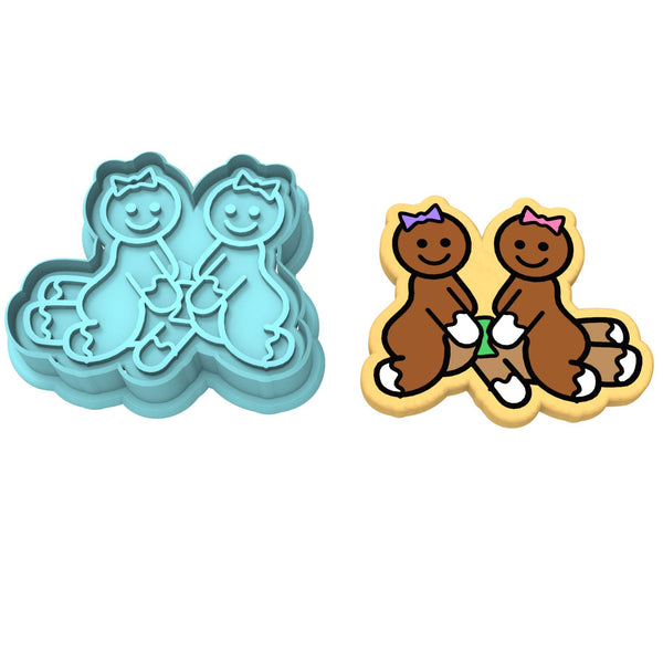 Gingerbread Sex Threesome Cookie Cutter | Stamp | Stencil #1