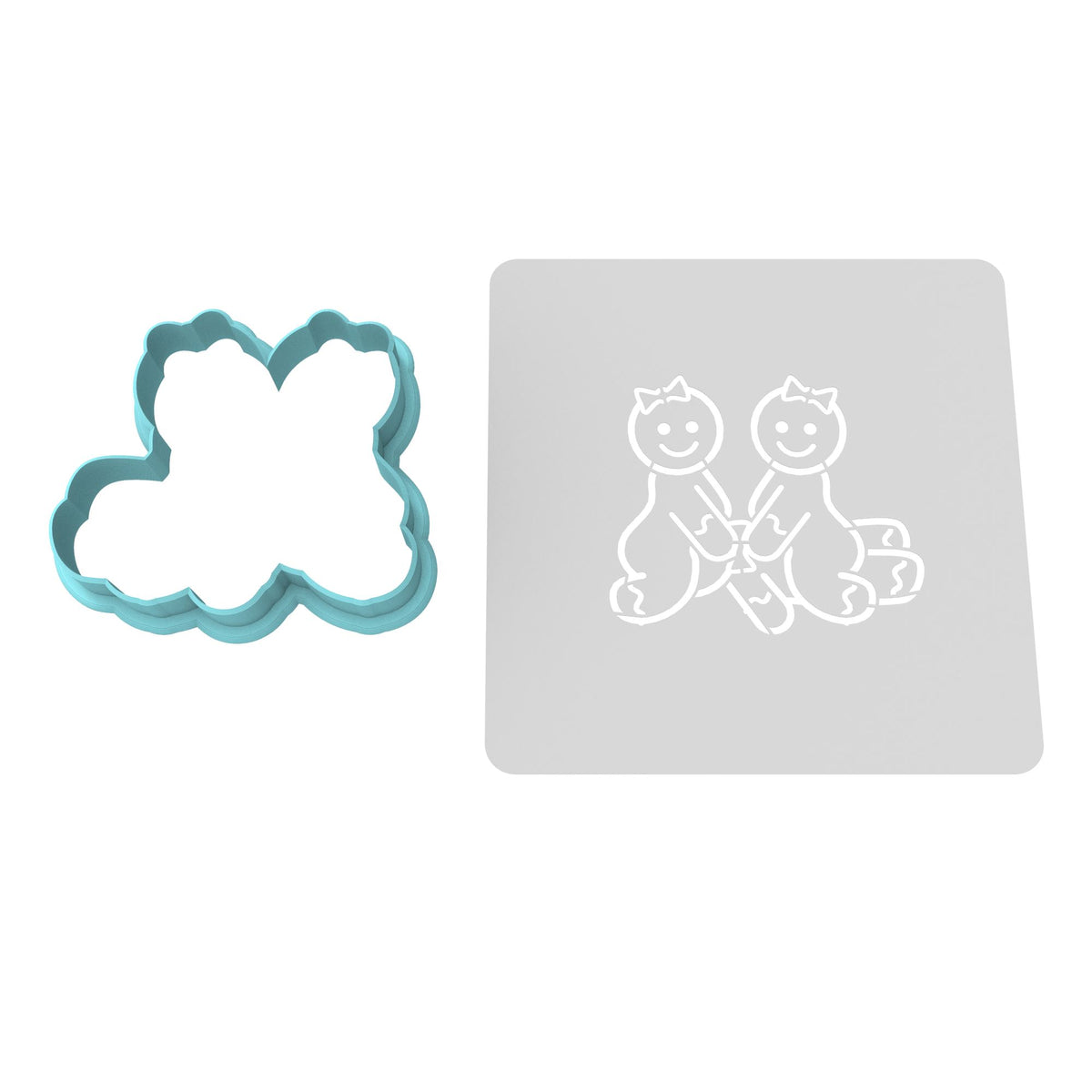 Gingerbread Sex Threesome Cookie Cutter | Stamp | Stencil #1 Xmas / Winter / NYE Cookie Cutter Lady MINI - 2 Inches (5cm) **BUNDLE** Cutter + Stencil 