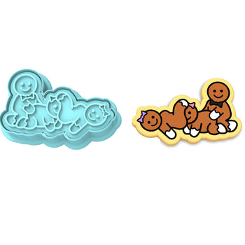 Gingerbread Sex Threesome Cookie Cutter | Stamp | Stencil #2 Xmas / Winter / NYE Cookie Cutter Lady 2 Inch Small Cupcake Cutter + Stamp No