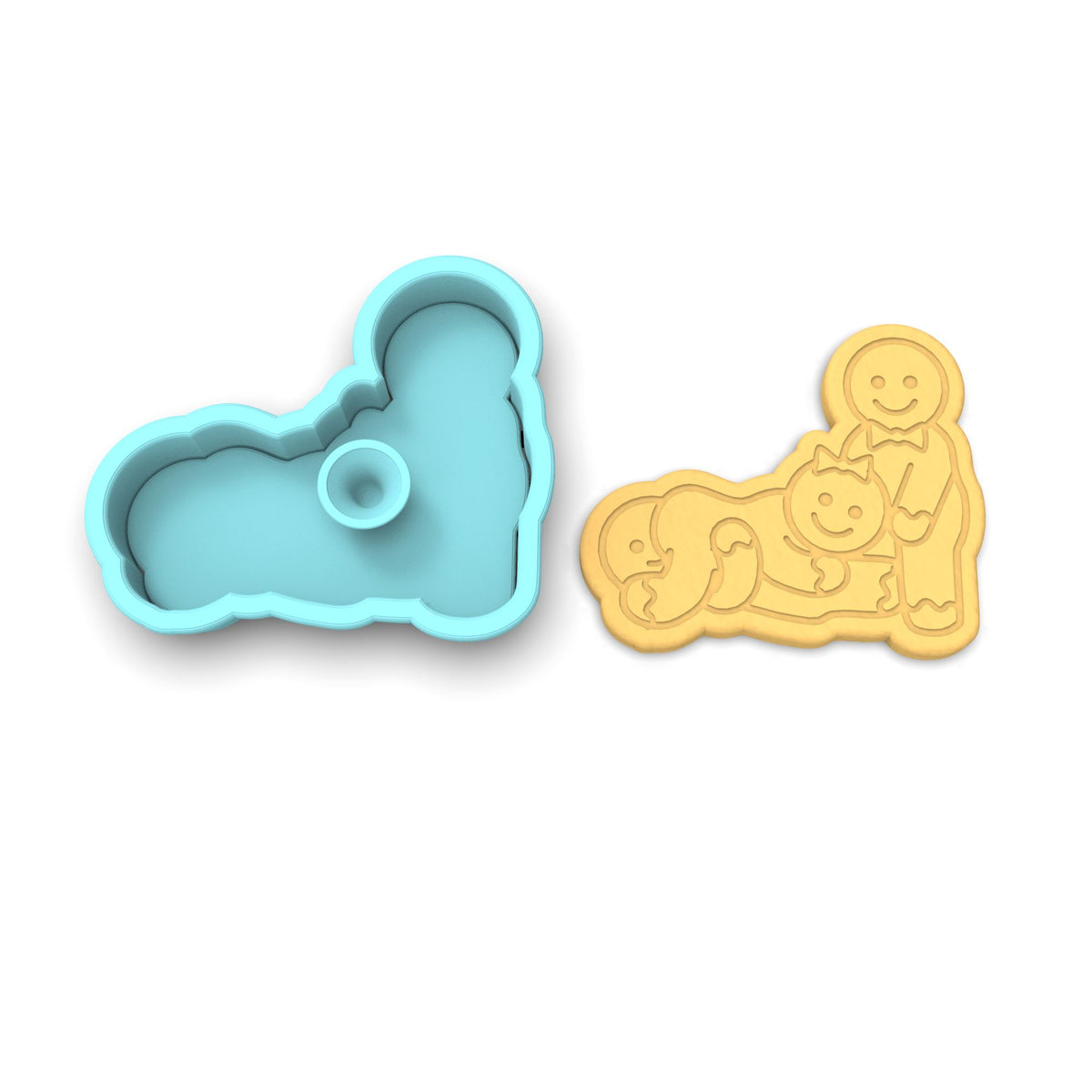 Gingerbread Sex Threesome Cookie Cutter | Stamp | Stencil #3