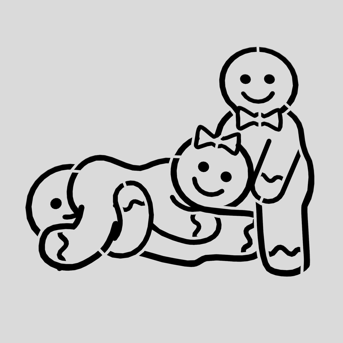 Gingerbread Sex Threesome Cookie Cutter | Stamp | Stencil #3