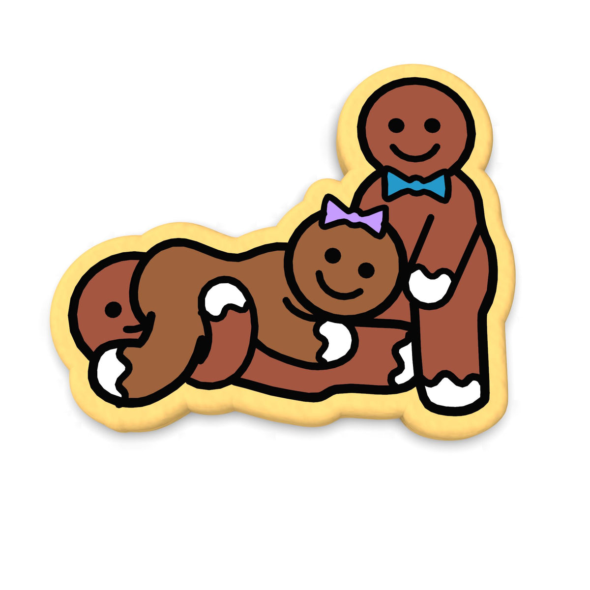 Gingerbread Sex Threesome Cookie Cutter | Stamp | Stencil #3