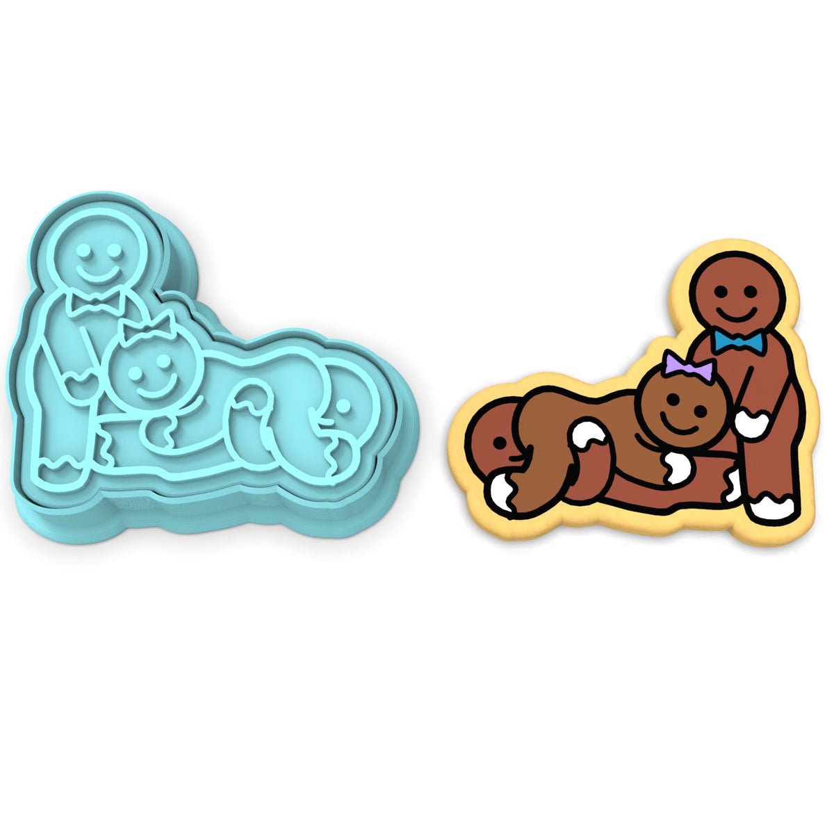 Gingerbread Sex Threesome Cookie Cutter | Stamp | Stencil #3