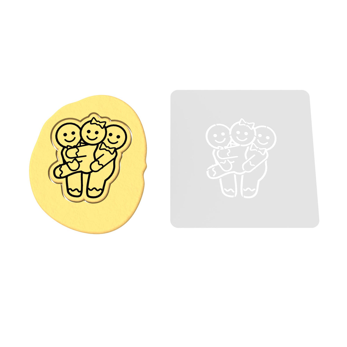 Gingerbread Sex Threesome Cookie Cutter | Stamp | Stencil #6 Xmas / Winter / NYE Cookie Cutter Lady MINI - 2 Inches (5cm) **BUNDLE** Cutter + Stencil 