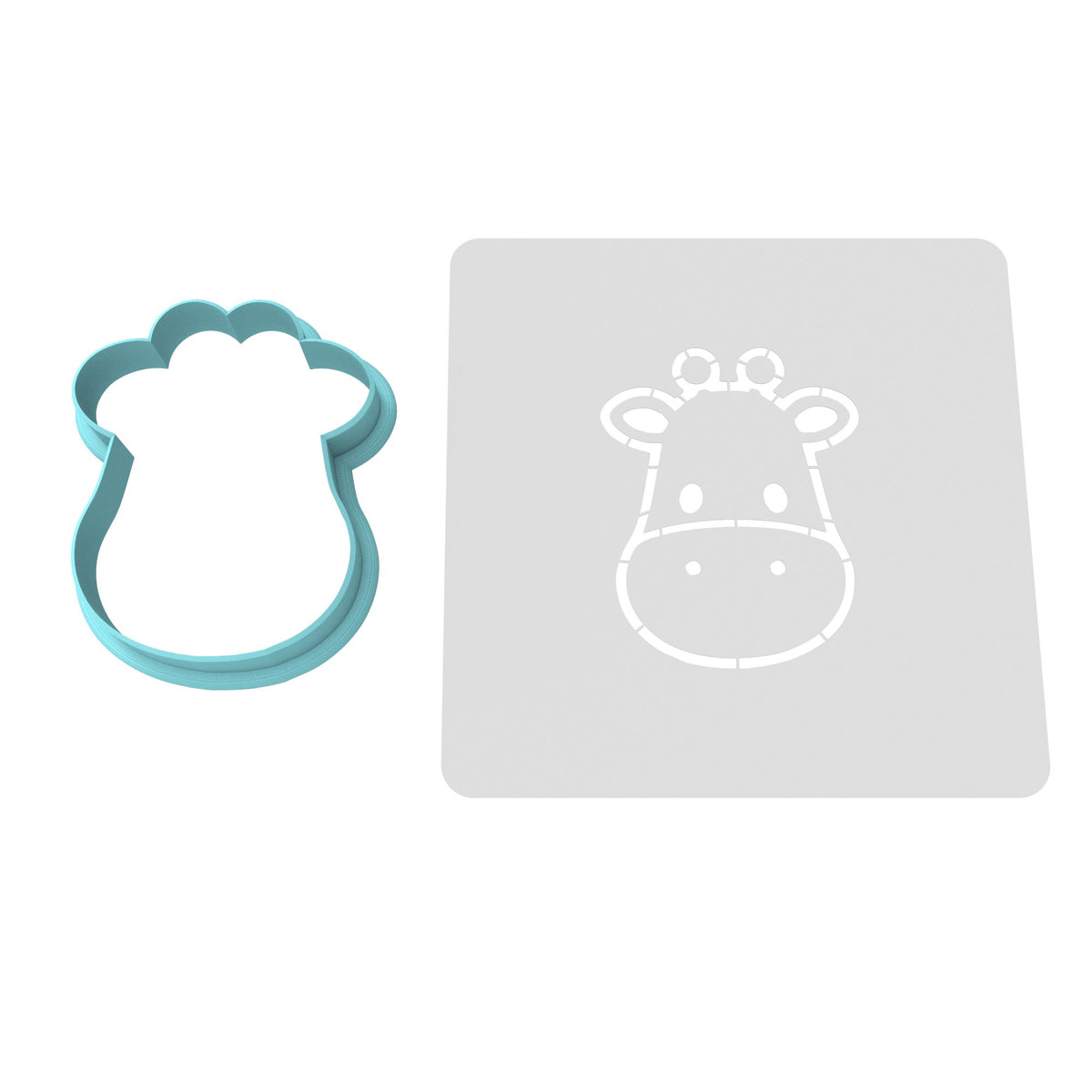 Giraffe Face Cookie Cutter Stamp & Outline #2