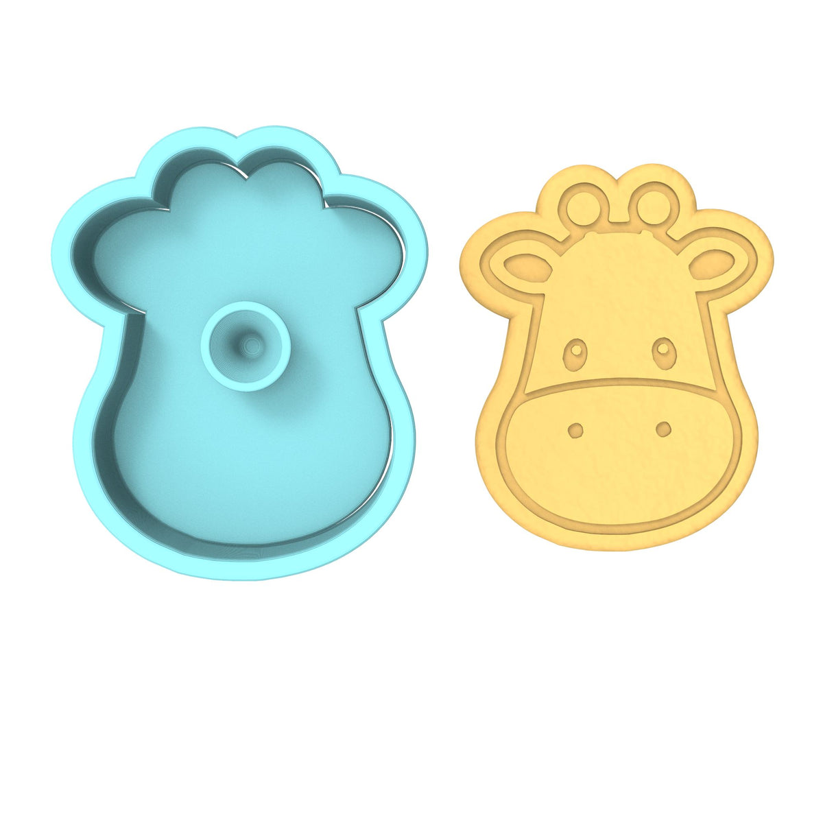 Giraffe Face Cookie Cutter Stamp & Outline #2