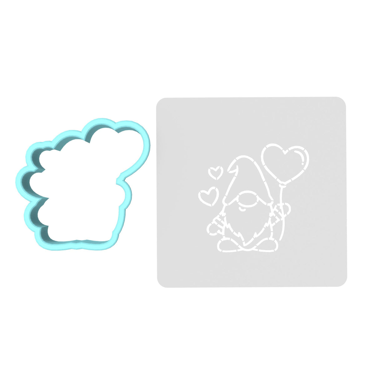 Gnome Balloon Cookie Cutter | Stamp | Stencil #1 Cookie Cutter Lady MINI - 2 Inches (5cm) **BUNDLE** Cutter + Stencil 