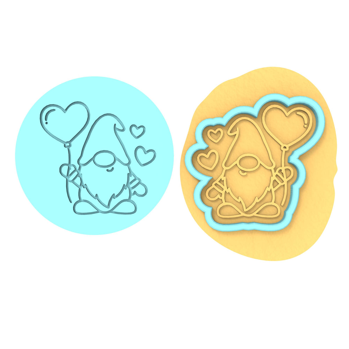 Gnome Balloon Cookie Cutter | Stamp | Stencil #1 Cookie Cutter Lady MINI - 2 Inches (5cm) **BUNDLE** Cutter + Debosser 