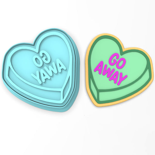 Go Away Valentine Candy Heart Cookie Cutter | Stamp | Stencil