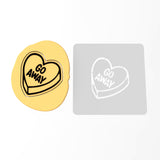 Go Away Valentine Candy Heart Cookie Cutter | Stamp | Stencil Wedding / Baby / V Day Cookie Cutter Lady MINI - 2 Inches (5cm) Stencil ONLY 