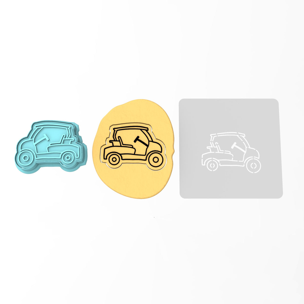 Golf Cart Cookie Cutter | Stamp | Stencil #1