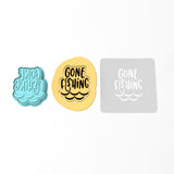 Gone Fishing Cookie Cutter | Stamp | Stencil #1 Boys/ Army / Outdoorsman Cookie Cutter Lady 3 Inch Cupcake/Small Cookie Cutter + Stamp Yes