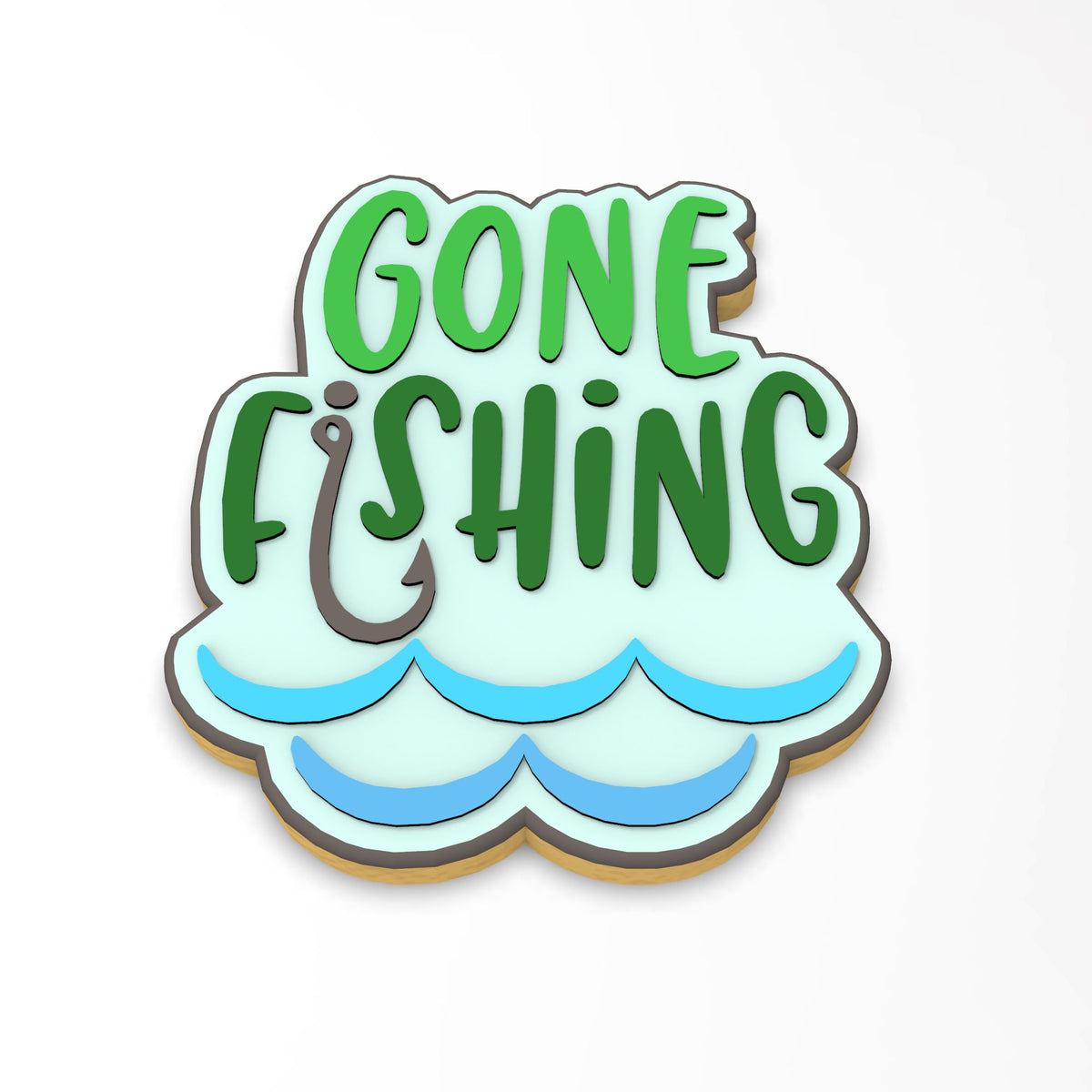 Gone Fishing Cookie Cutter | Stamp | Stencil #1 Boys/ Army / Outdoorsman Cookie Cutter Lady 