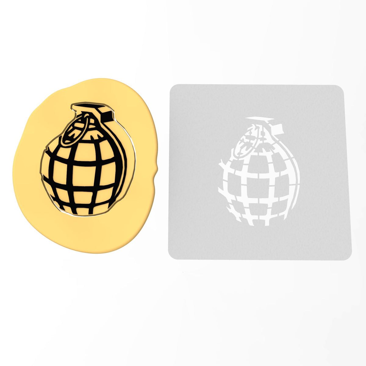 Grenade Cookie Cutter | Stamp | Stencil #1