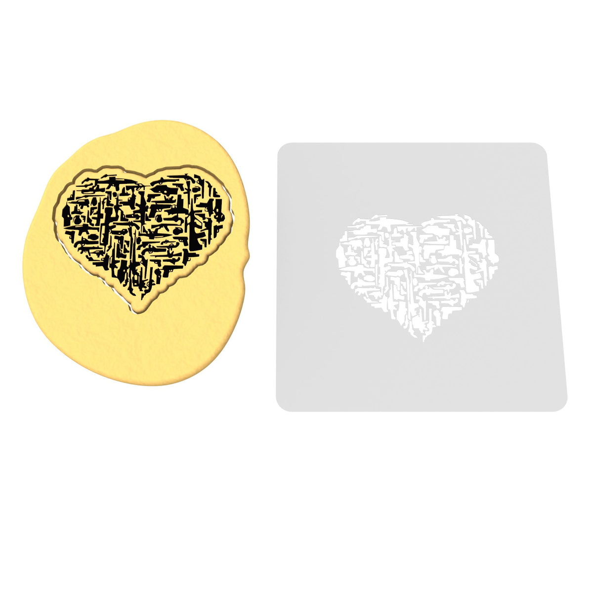 Gun Heart Cookie Cutter | Stamp | Stencil #1 Boys/ Army / Outdoorsman Cookie Cutter Lady 2 Inch Small Cupcake Stamp Only Yes
