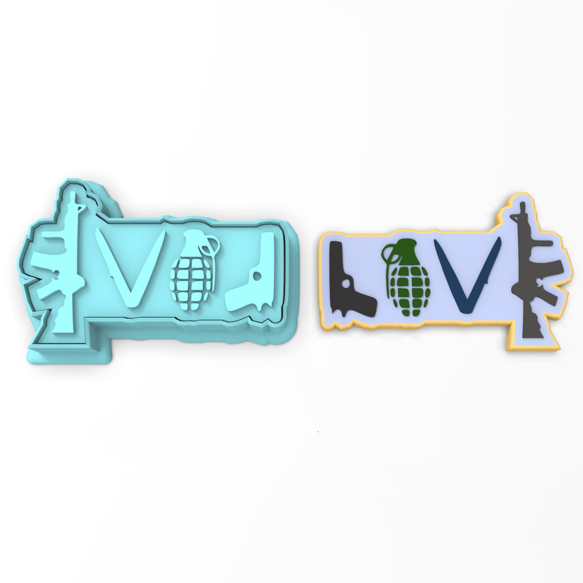 Gun Love Cookie Cutter | Stamp | Stencil #1
