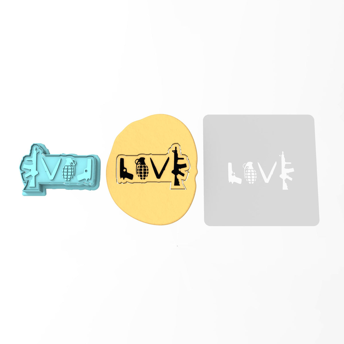 Gun Love Cookie Cutter | Stamp | Stencil #1