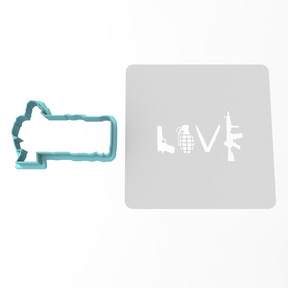 Gun Love Cookie Cutter | Stamp | Stencil #1