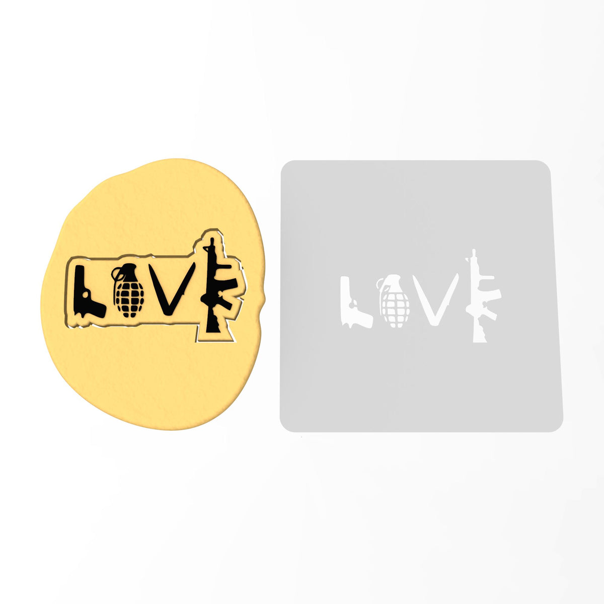Gun Love Cookie Cutter | Stamp | Stencil #1