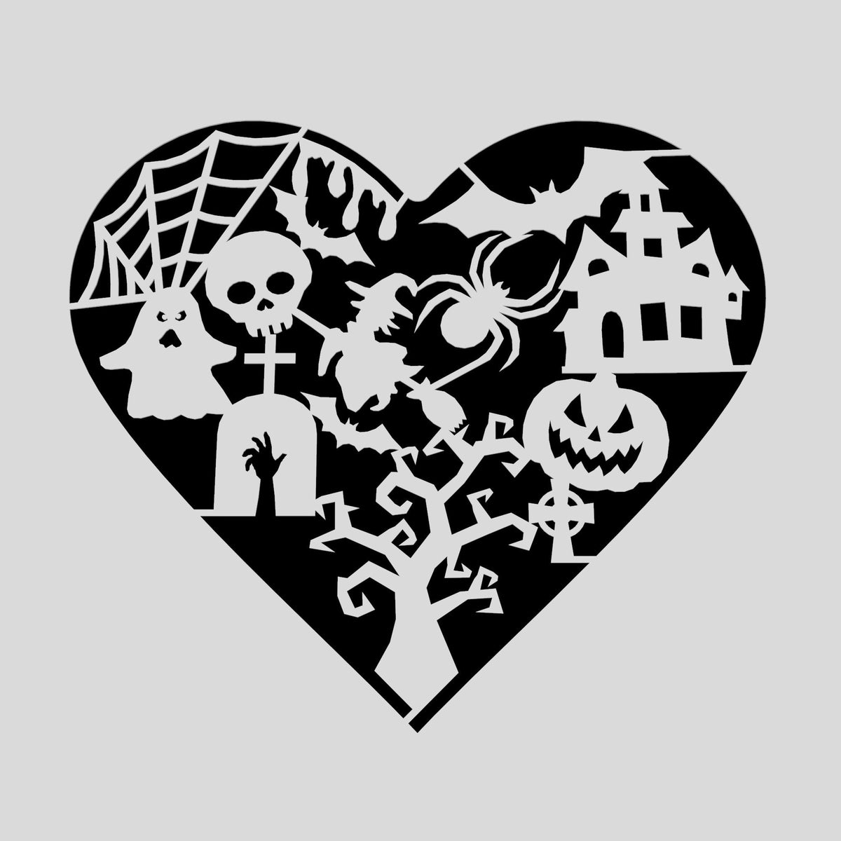 Halloween Heart Cookie Cutter | Stamp | Stencil #1