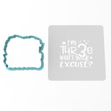 Happy 3rd Birthday Cookie Cutter | Stamp | Stencil #1