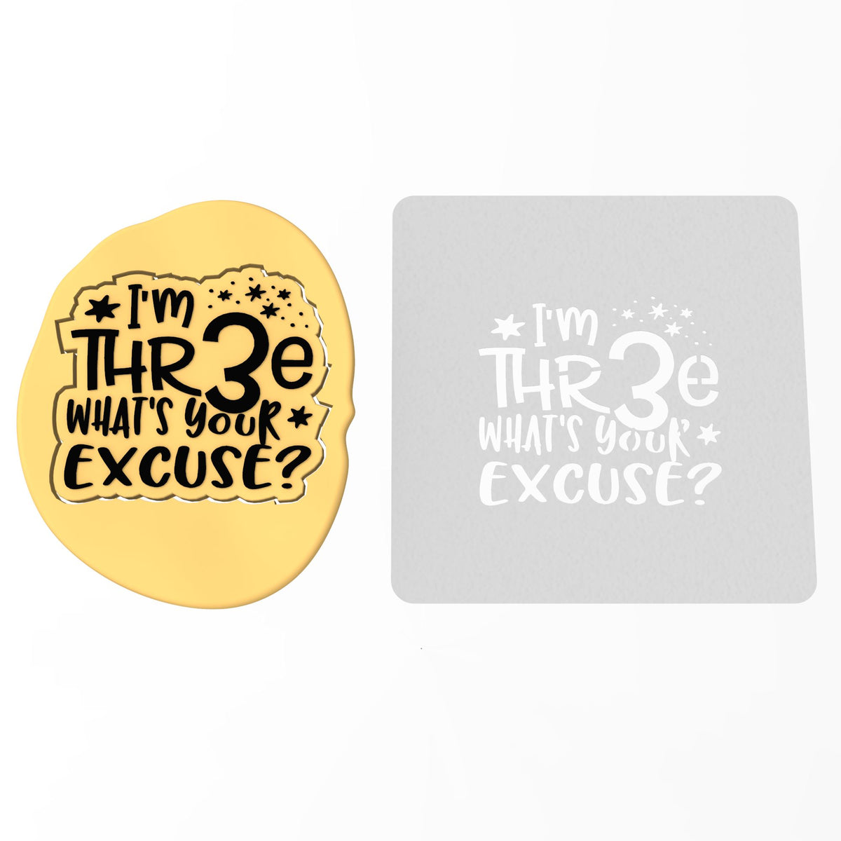 Happy 3rd Birthday Cookie Cutter | Stamp | Stencil #1