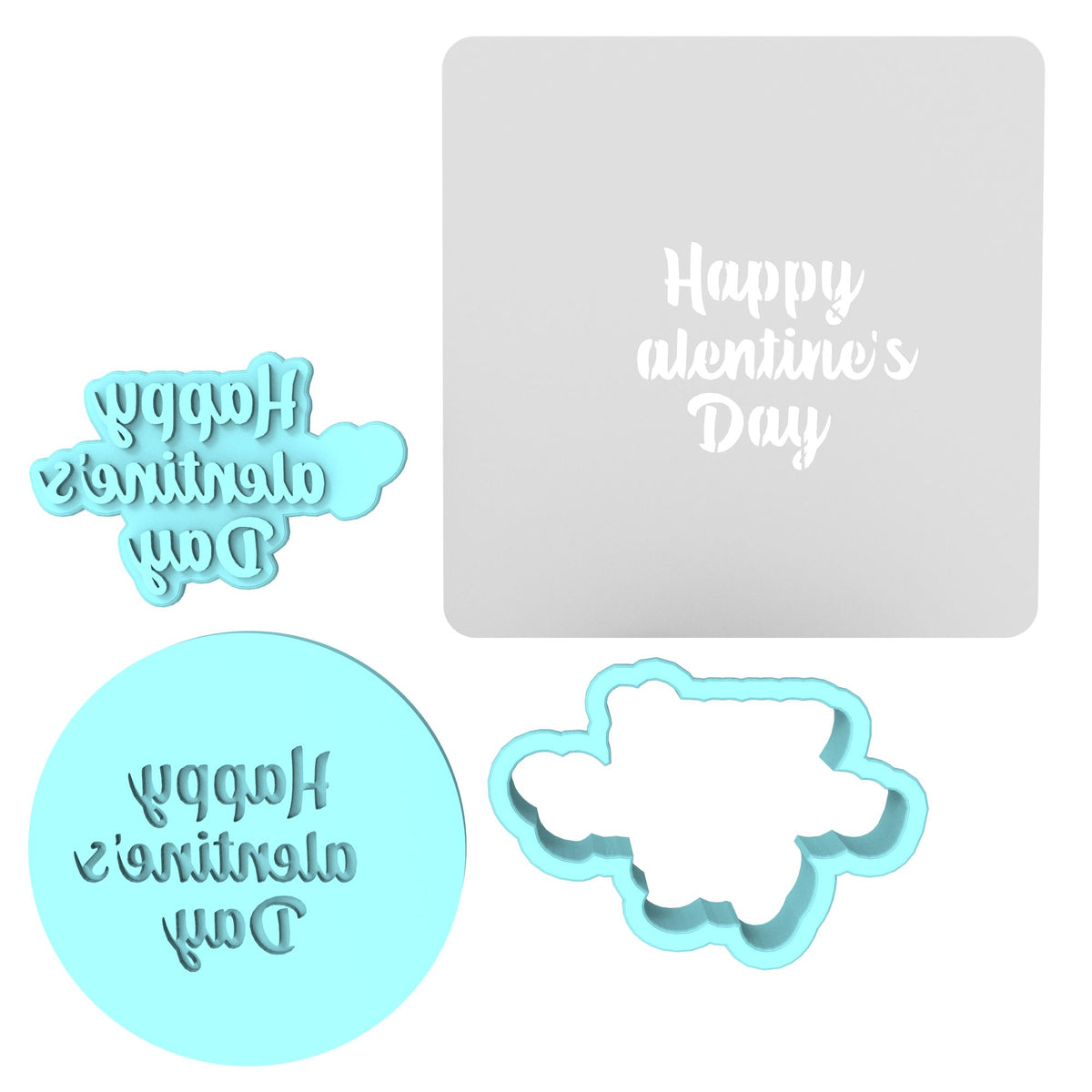 Happy alentine's Day Cookie Cutter | Stamp | Stencil #1 Wedding / Baby / V Day Cookie Cutter Lady MINI - 2 Inches (5cm) **FULL SET BUNDLE** Cutter + Stamp + Stencil + Debosser **BEST DEAL** 