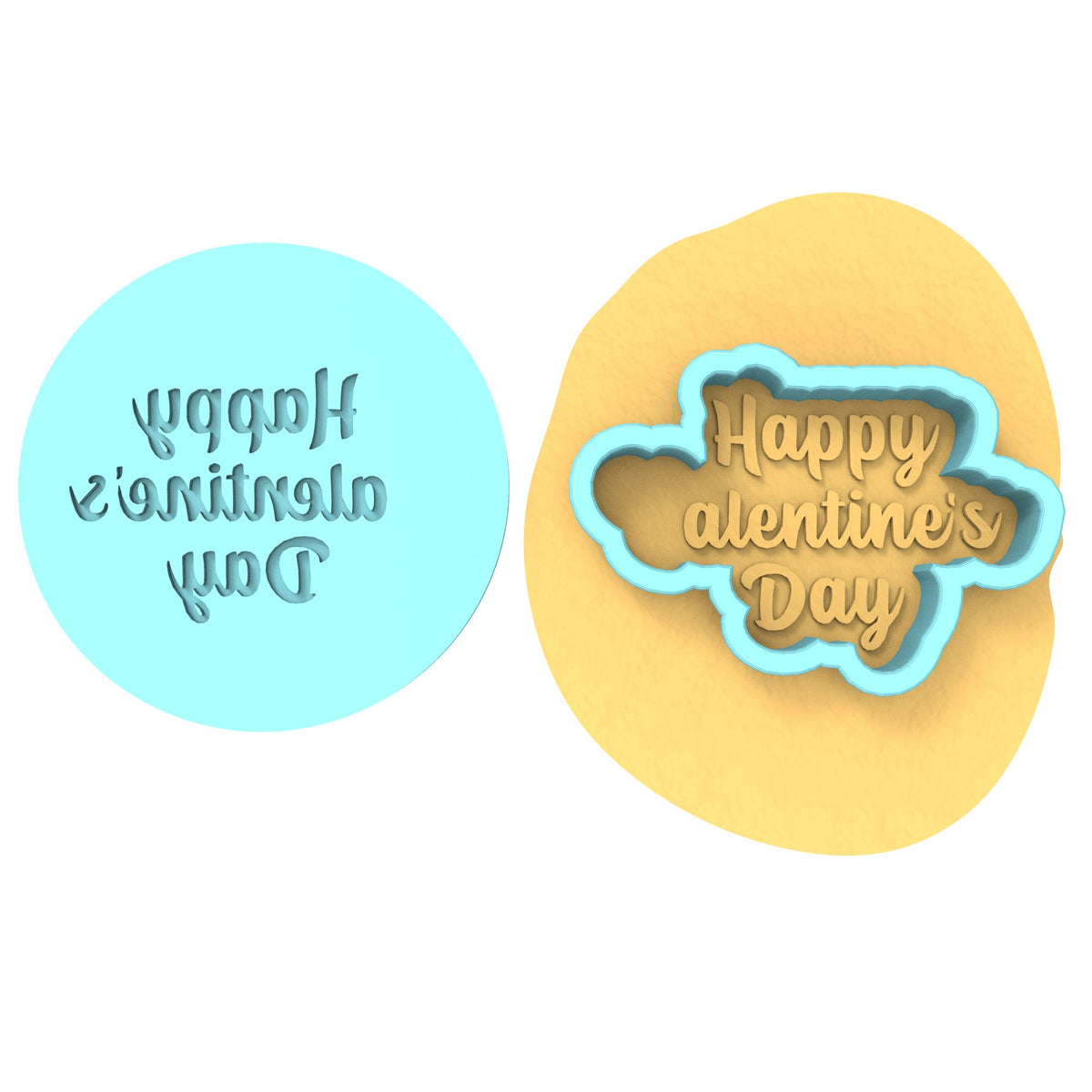 Happy alentine's Day Cookie Cutter | Stamp | Stencil #1 Wedding / Baby / V Day Cookie Cutter Lady MINI - 2 Inches (5cm) **BUNDLE** Cutter + Debosser 